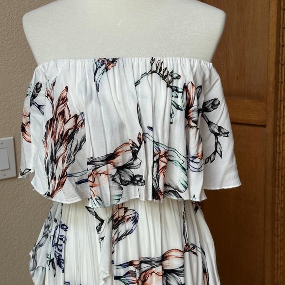 Jaase White Flowy Off Shoulder Maxi Dress Floral XS - Picture 4 of 7